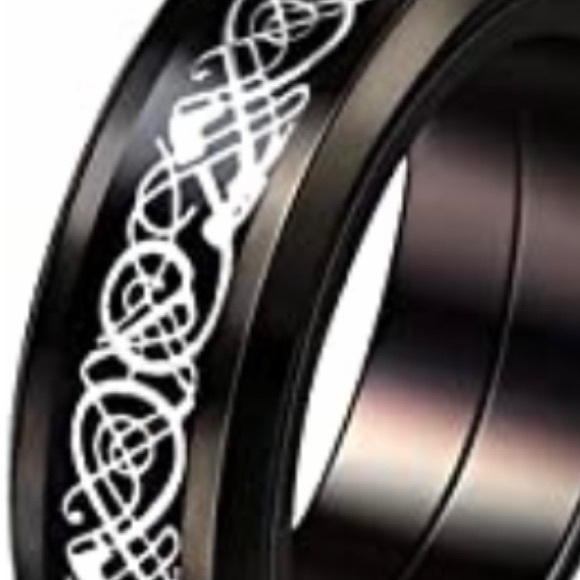 Stainless Steel Celtic Dragon Unisex Black Fidget Spinner Ring, size 10 - Picture 5 of 10